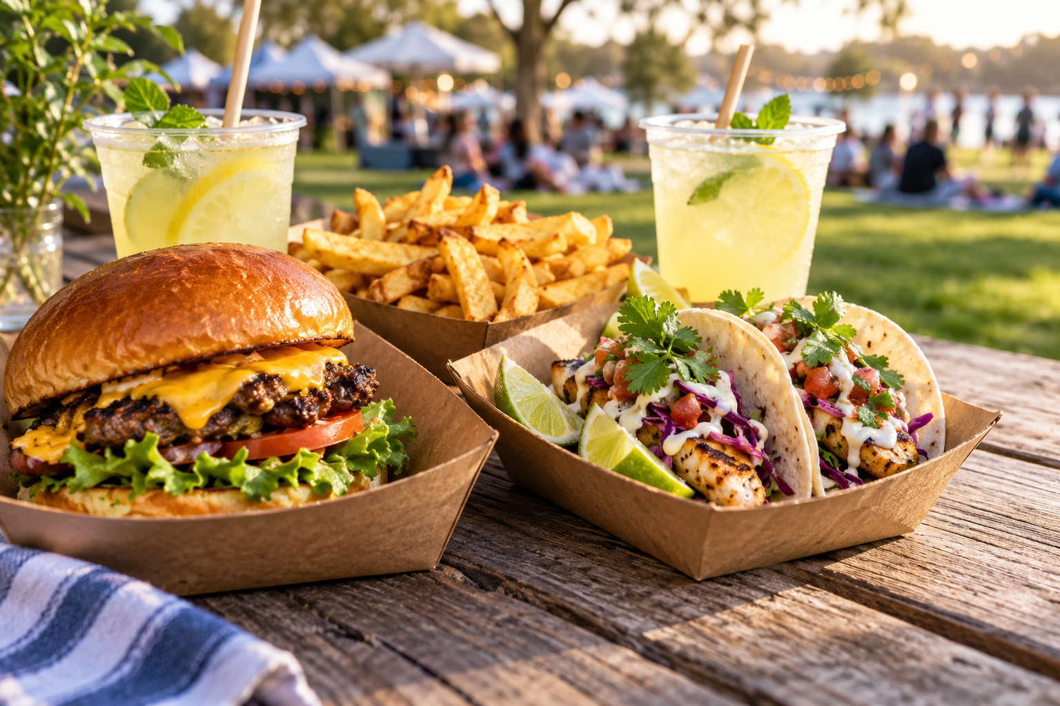 Illustrative selection of event food and drinks