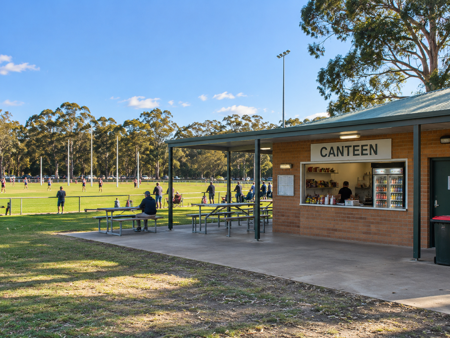 Illustrative view of a local footy club canteen beside the oval
